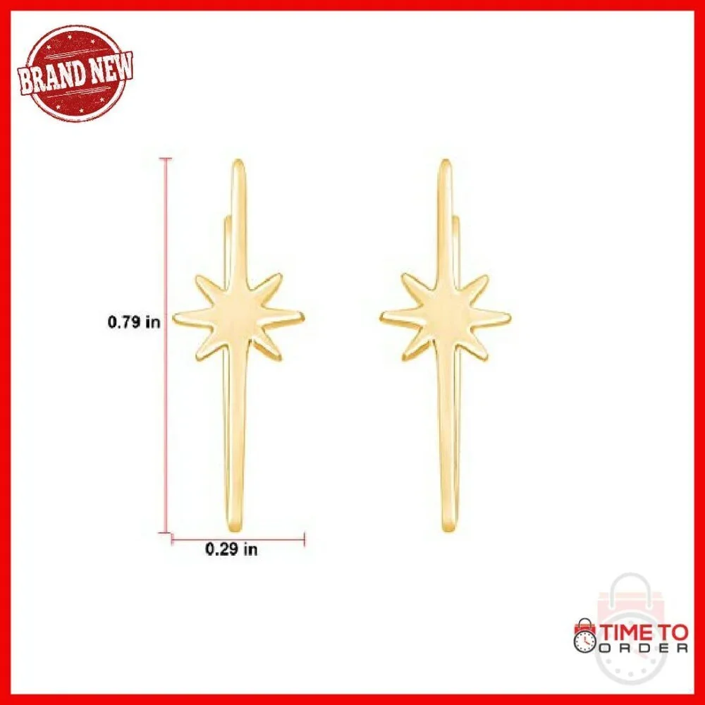Sterling Silver Gold Plated Falling Star Ear Climber Stud Earrings